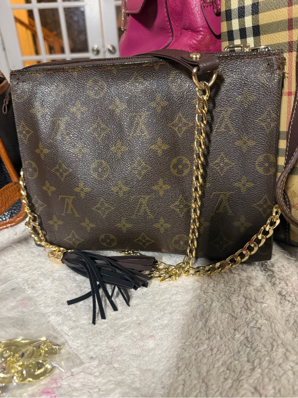Louis Vuitton Brown Monogram Chain Crossbody Bag with Tassel - Picture 6 of 9